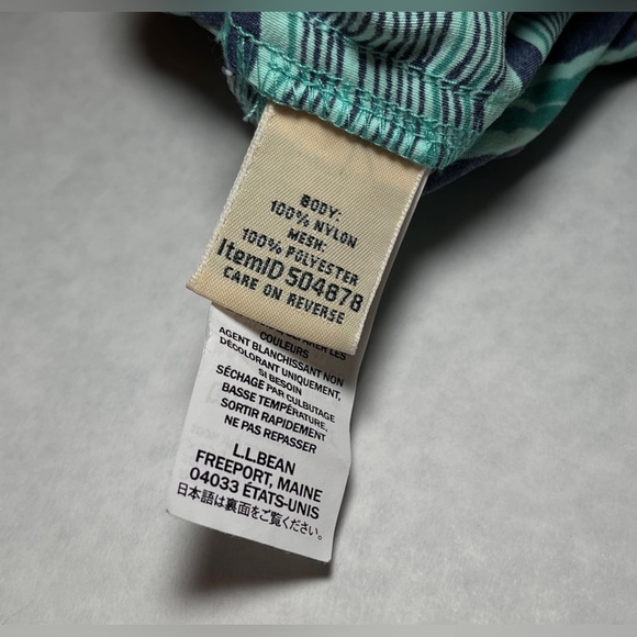 L.L.Bean Men’s Baggies Size Medium Light Green Sea Foam Ocean Wave Print - Picture 14 of 16